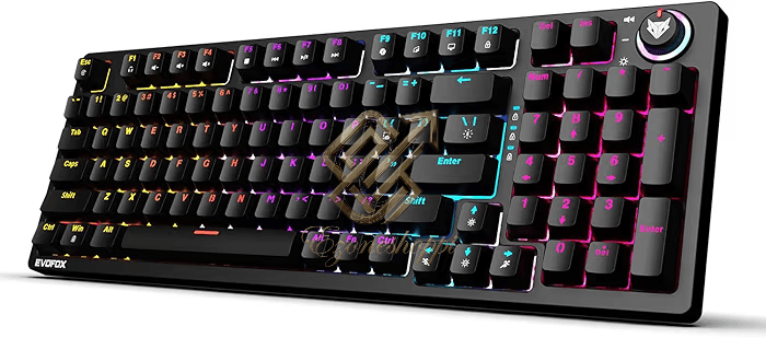 EvoFox Katana X2 FS Mechanical Gaming Keyboard | 3‑Pin Replaceable Clicky Blue Switches, Dynamic Backlighting, All Keys Anti‑Ghosting, Volume Knob, Copilot, Xbox Gamebar, Screenshot & More (Black)