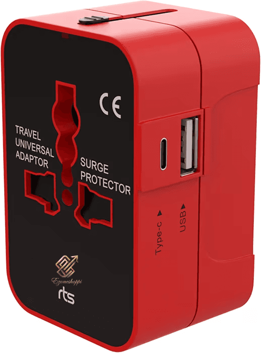224+Countries Universal Travel Adapter with USB-C Type C & USB International All in One Travel Adapter, Universal Travel Essentials with 2.4A Universal Adaptor, for Phone, Laptop, Mobile, Tablet