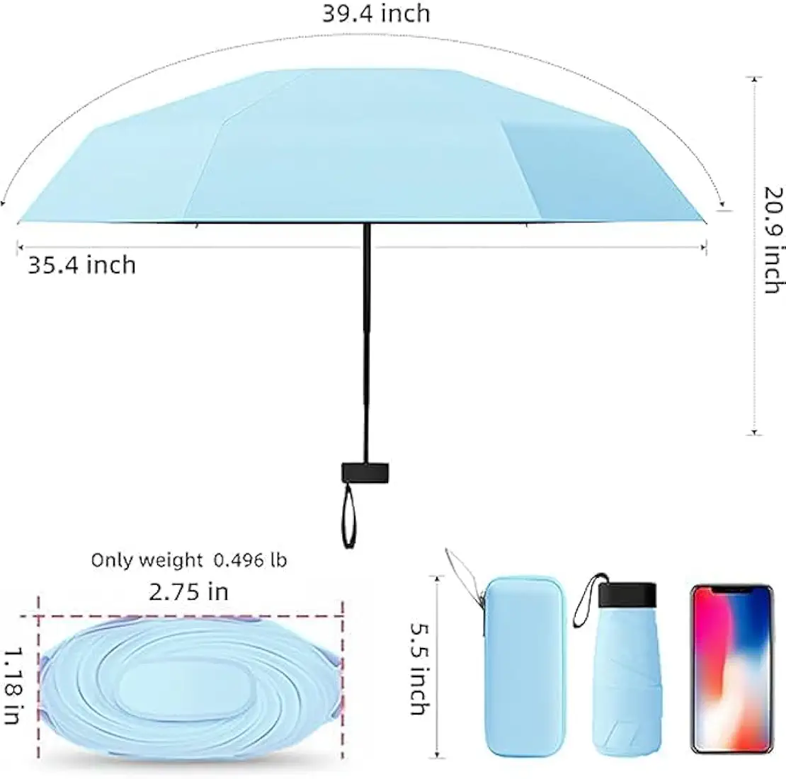 TEKCOOL Umbrella, UV Big Size Umbrella for Sun Protection Rain Windproof Strong Large 3 Fold For Men Women Kids Boys Girls Perfect & Stylish Windproof & Compact'' – alternate view